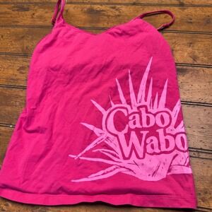 Bella Cabo Wabo Cantina Pink Graphic Cami Tank Top Adjustable Straps Womens XL